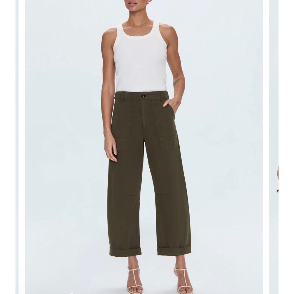 PISTOLA Tori Utility Pant in SEQUOIA Green Bowed Leg Barrel Size 27